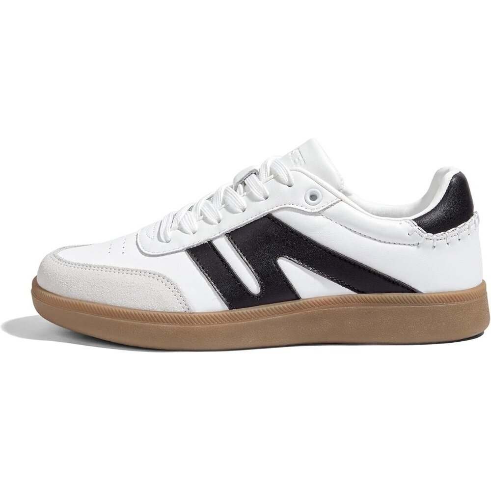 Women's White/black& Classic Retro Gum Sole Fashion Fabric Sneakers Shoes